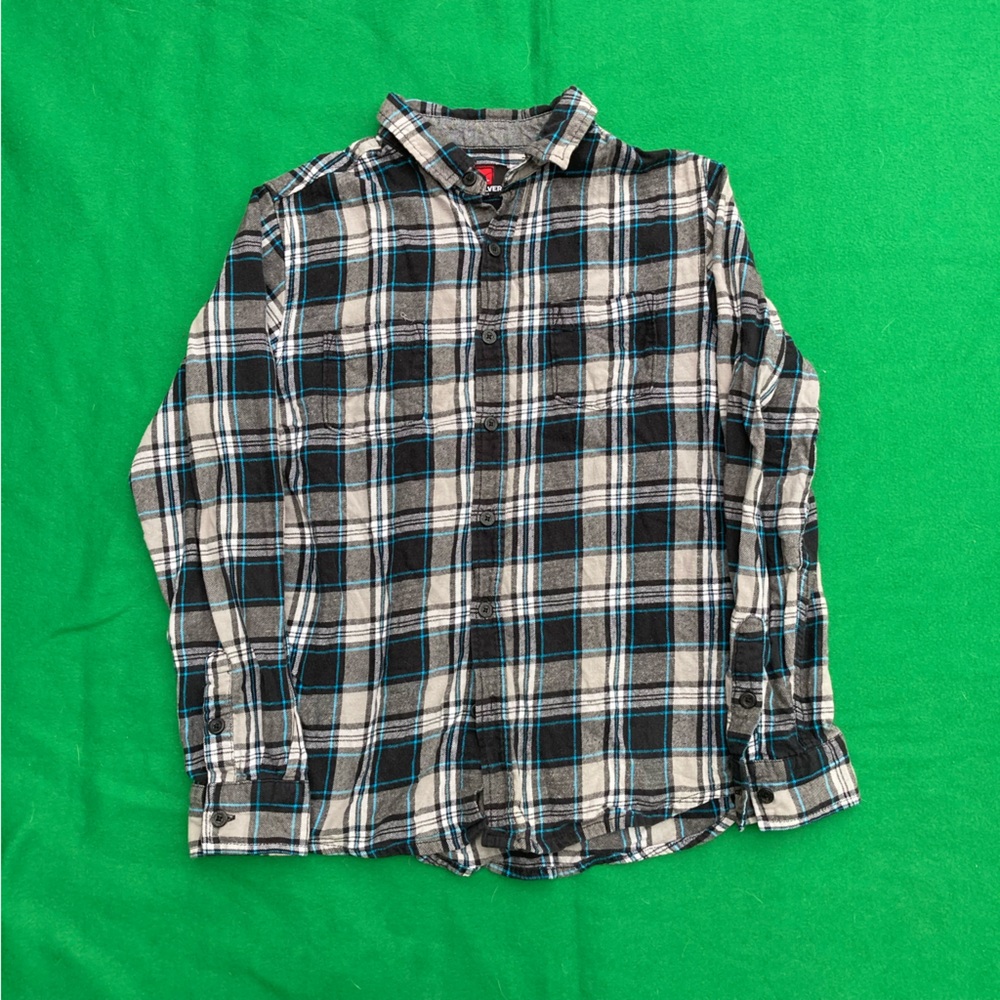 Quiksilver Black and Blue Plaid Men's Shirt